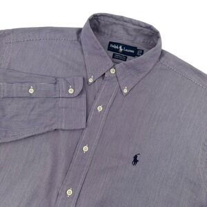 Ralph Lauren VINTAGE Mens 16/34 Yarmouth‎ Purple Stripe Button Down Shirt